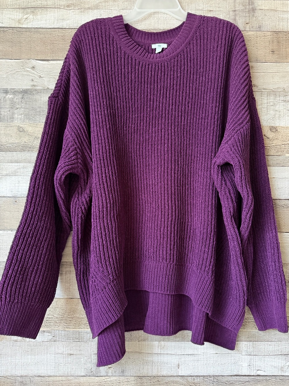 Dip Purple Chunky Ribbed Knit Oversized Hi-Low Sweater 2X NWT - Picture 7 of 16